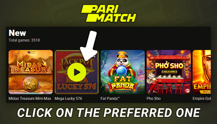 Choice of casino games at Parimatch