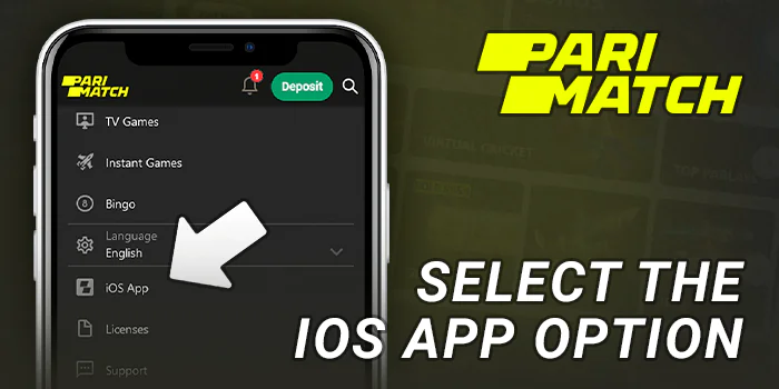 Open the iOS Parimatch app item in the menu