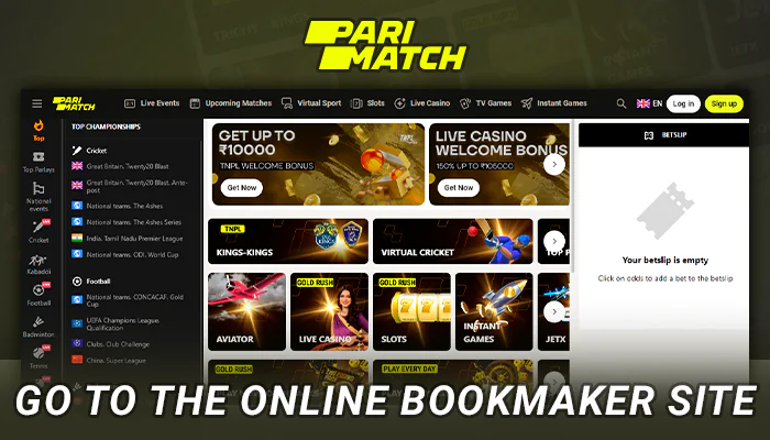 Go to the Parimatch website