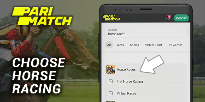 Choose Horse Racing at Parimatch Sports Menu