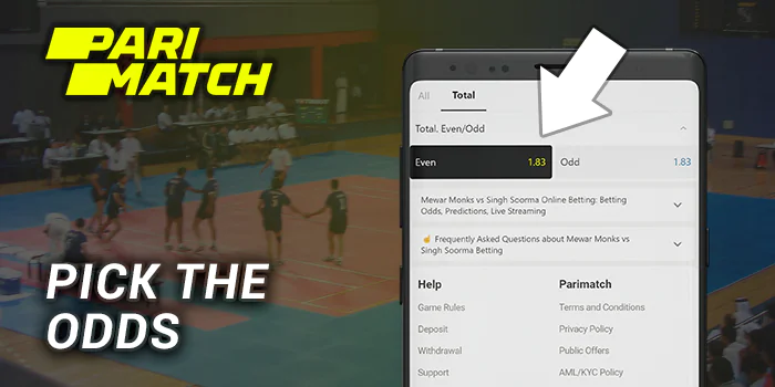 Choose a match, pick odds at Parimatch Kabaddi Page