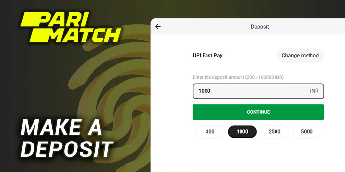 Make a deposit at Parimatch India