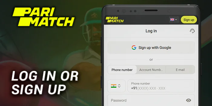 Log in or Register at Parimatch India