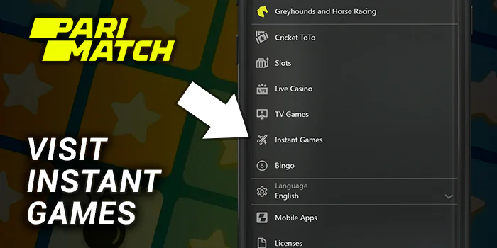 Visit Quick Games section at Parimatch using Main Menu