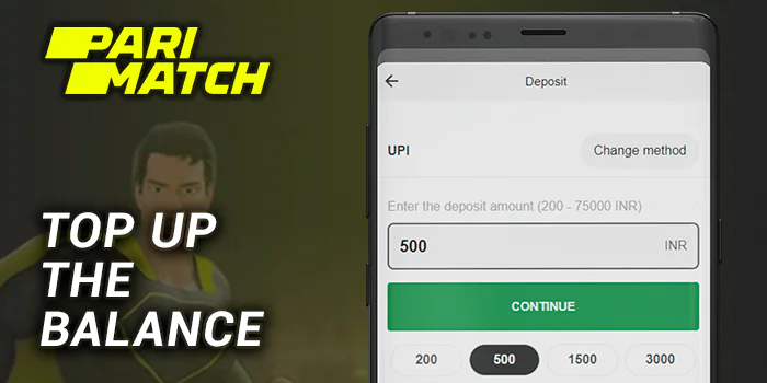 Top up the balance - Parimatch India