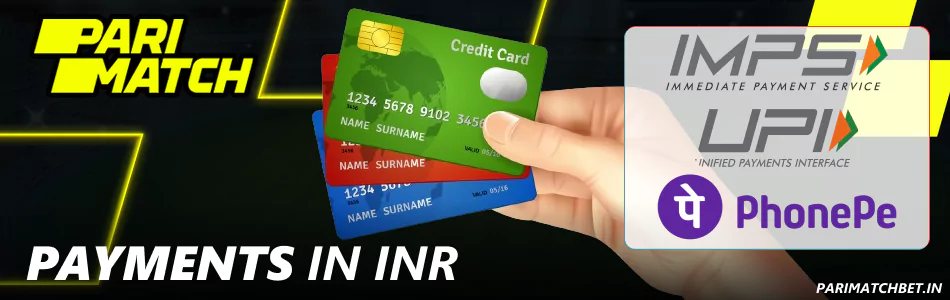 Payment options in INR on Parimatch website