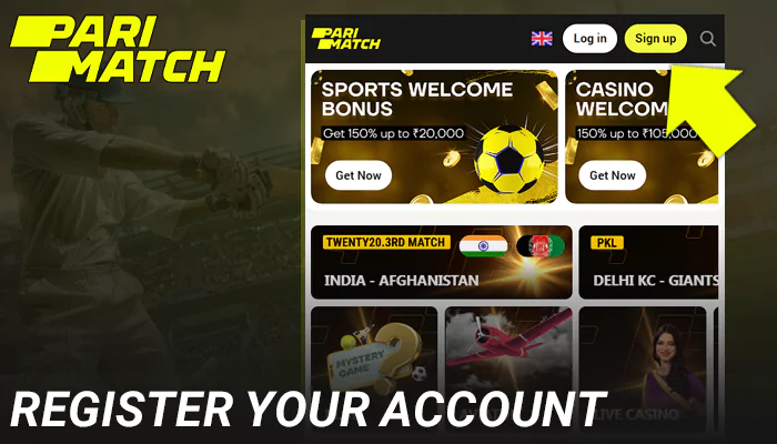 Register account at Parimatch