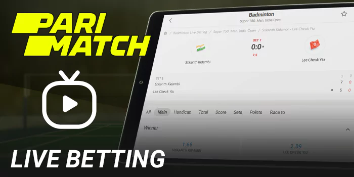 Badminton live betting at Parimatch India