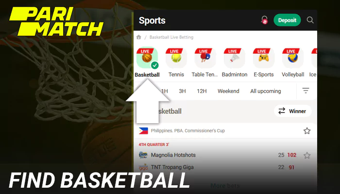 Find Basketball at Parimatch