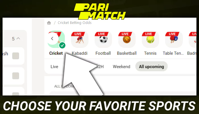 Choose sports at Parimatch