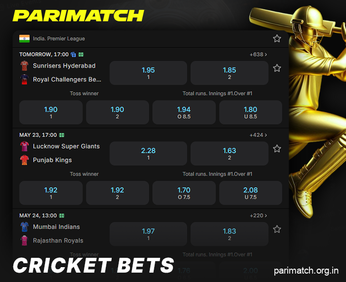 Cricket betting for players from India at Parimatch