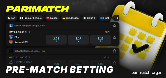 Place pre-match bets at Parimatch
