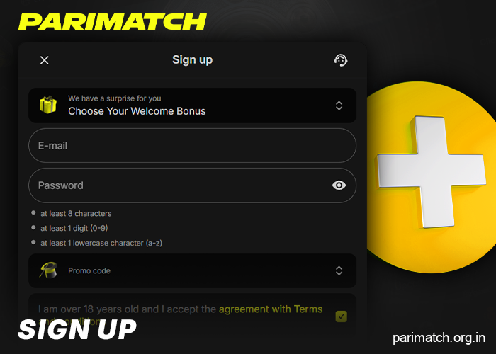 Creating a new account on Parimatch India