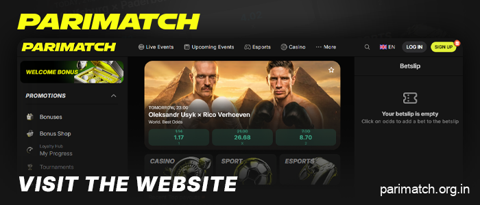 Visit the Parimatch India website